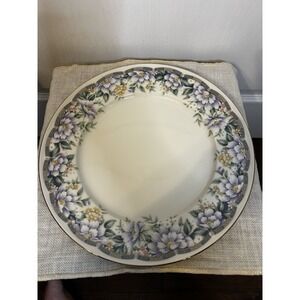 VINTAGE Andrea Sadek Donna‎ Cake Plate Purple Daisy White Flowers Gold Trim 10"
